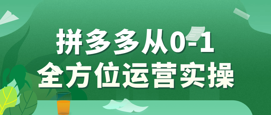 拼多多从0-1全方位运营实操-小白自学交流社区