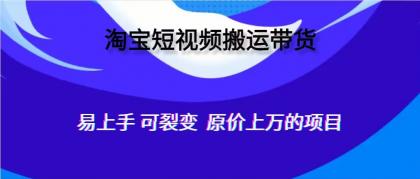 淘宝短视频搬运带货 易上手 可裂变-小白自学交流社区